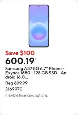 Staples Samsung A57 5G 6.7 Phone - Exynos 1680 - 128 GB SSD - Android 16.0 - Navy offer