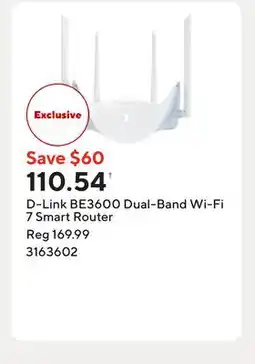 Staples D-Link BE3600 Dual-Band Wi-Fi 7 Smart Router offer