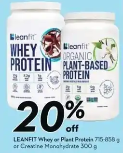 Sobeys LEANFIT Whey or Plant Protein or Creatine Monohydrate offer