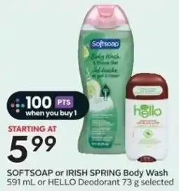 Sobeys SOFTSOAP or IRISH SPRING Body Wash or HELLO Deodorant offer