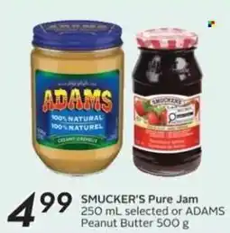 Sobeys SMUCKER'S Pure Jam or ADAMS Peanut Butter offer
