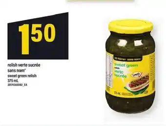 Relish verte sucrée sans nom sweet green relish