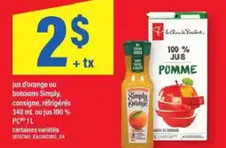 Maxi Jus d'orange ou boissons simply offer