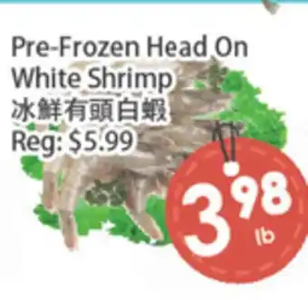 Fresh Palace Supermarket Pre-Frozen Head On White Shrimp offer