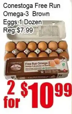 New Pacific Supermarket Conestoga Free Run Omega-3 Brown Eggs offer