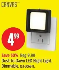 Canadian Tire Dusk-to-Dawn LED Night Light. Dimmable. offer