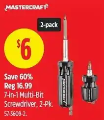 Canadian Tire MASTERCRAFT 7-in-1 Multi-Bit Screwdriver offer