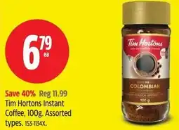 Canadian Tire Tim Hortons Instant Coffee offer