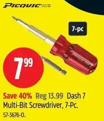 Canadian Tire PICQUIC Dash 7 Multi-Bit Screwdriver offer
