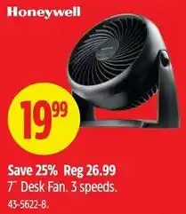 Canadian Tire Honeywell 7" Desk Fan. 3 speeds. offer