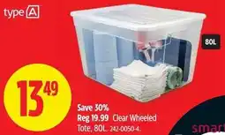 Canadian Tire type A Clear Wheeled Tote offer