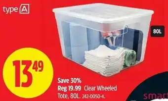 Canadian Tire type A Clear Wheeled Tote offer