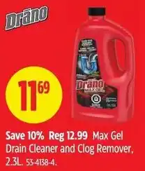 Canadian Tire Dráno Max Gel Drain Cleaner and Clog Remover offer