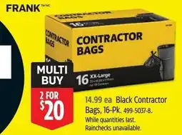 Canadian Tire FRANK Black Contractor bags offer