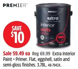 Canadian Tire PREMIER extra interior walls paint and primer offer