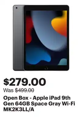 Best Buy Open Box - Apple iPad 9th Gen 64GB Space Gray Wi-Fi MK2K3LL/A offer