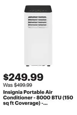 Best Buy Insignia Portable Air Conditioner - 8000 BTU (150 sq ft Coverage) - Remote - White/Black offer