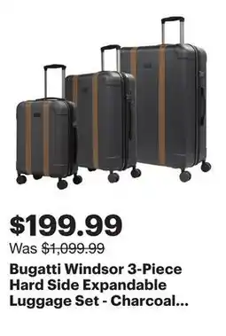 Best Buy Bugatti Windsor 3-Piece Hard Side Expandable Luggage Set - Charcoal - Only at Best Buy offer