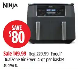 Canadian Tire NINJA Foodi DualZone Air Fryer. 4-qt per basket. offer