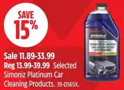 Canadian Tire Selected Simoniz Platinum Car Cleaning offer