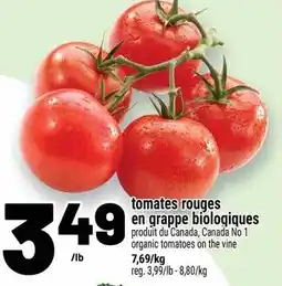 Metro tomates rouges en grappe biologiques offer