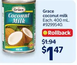 Walmart Grace coconut milk offer