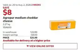 Costco Agropur medium cheddar cheese offer