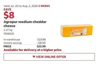 Agropur medium cheddar cheese