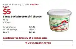 Costco Santa Lucia bocconcini cheese offer