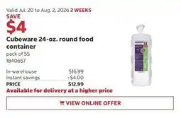 Costco Cubeware 24-oz. round food container offer