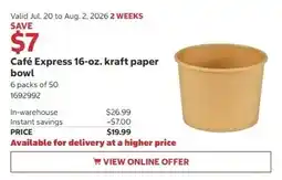 Costco Café Express 16-oz. kraft paper bowl offer