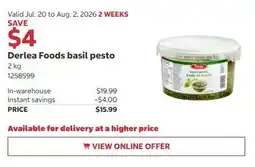 Costco Derlea Foods basil pesto offer