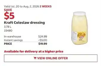 Costco Kraft Coleslaw dressing offer