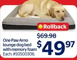 Walmart One Paw Arno lounge dog bed with memory foam offer