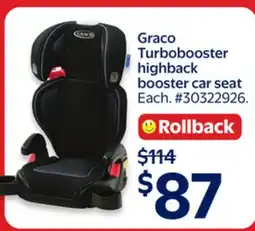 Walmart Graco Turbobooster highback booster car seat offer