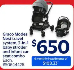 Walmart Graco Modes Nest travel system, 3-in-1 baby stroller and infant car seat combo offer