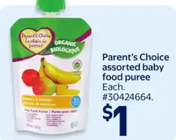 Walmart Parent's Choice assorted baby food puree offer