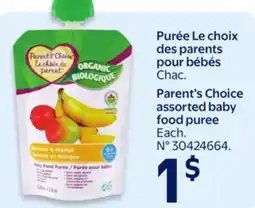 Walmart Parent's Choice assorted baby food puree offer