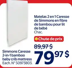 Walmart Simmons Caresse 2-in-1 Bamboo Baby Crib Mattress offer