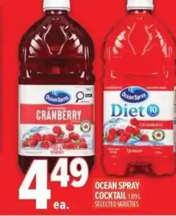 Metro Ocean spray cocktail offer