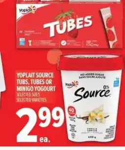 Metro Yoplait source tubs, tubes or minigo yogourt offer