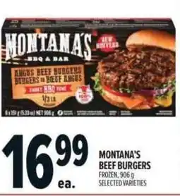 Metro Montana's beef burgers frozen, selected varieties offer