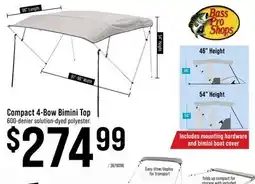 Cabela's Bass Pro Shops Compact 4-Bow Bimini Top offer
