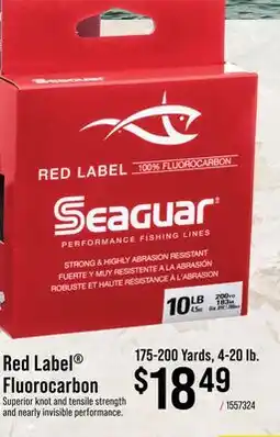 Cabela's Seaguar Red Label Fluorocarbon Fishing Line offer