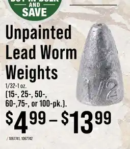 Cabela's Unpainted Lead Worm Weights offer