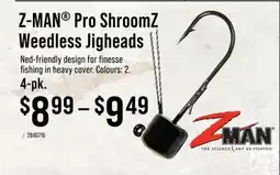 Cabela's Z-MAN Pro ShroomZ Weedless Jigheads offer