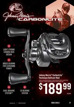 Cabela's Bass Pro Shops Johnny Morris CarbonLite Technique Baitcast Reel offer