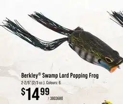 Cabela's Berkley Swamp Lord Popping Frog offer