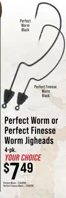 Cabela's Bass Pro Shops Perfect Worm or Perfect Finesse Worm Jigheads offer