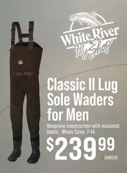 Cabela's White River Fly Shop Classic II Lug Sole Waders for Men offer